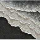 zoinart Hand Painted Black and White Textured Ocean Wave Wall Art 48x24 Inches Abstract Oil Paintings on Canvas Modern Beach Art for Living Room Bedroom Wall Decor