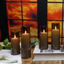 Kakoya Flickering Flameless Candles Battery Operated with Remote and 2/4/6/8 H Timer Plexiglass Led Pillar Candles Pack of 9 (D2.3 xH5.5 6.5" 7.5") with Realistic 3D Wick Candles for Home Decor(Grey)