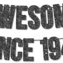 Pre-Strung Awesome Since 1945 Banner for 80th Birthday Party Decoration,Happy 80th Men Women Birthday Party Banner,Handmade - Black