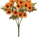 IZHANHOWE Artificial Mum Flowers 6 Bundles, Faux Bouquets for Indoor Outdoor Home Decor, Centerpiece for Living Room Dining Table Porch Patio (Autumn Orange)