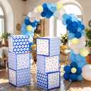 Qunclay 6 Pcs Amalfi Coast Party Decorations Boxes 12 Inch Coastal Cardstock Blocks Blue and Yellow Props Boxes Capri Lemon Backdrop Bowl Party Decor for Birthday Baby Shower Wedding Supplies