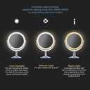 SuperGlow 9" Round Shaped Dual-sided Lighted Makeup Mirror, 1X/5X Magnifying Vanity Mirror, Brightness 1000Lux, 360 Degree Rotating Adjustable Brightness Mirror, Brushed Nickel Finish
