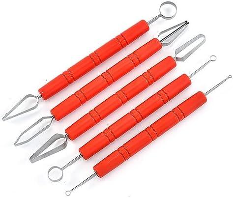 4 Pieces Fruit Carving Tool Fruit Sculpting Tool Stainless Steel Clay Sculpting Tool Pottery Sculpting Tool Clay Carving Tool Pottery Carving Tool Clay Molding Tool Pottery Molding Tool, Red