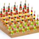 Kingrol Appetizer Skewer Display with 180 Holes and 100 Skewers, 6 Tier Bamboo Food Display Stand for Fruit, Veggie, Meat, and Cheese