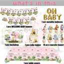 Classic Bear Baby Shower Decorations Oh Baby Balloons, Vintage Bear Balloon Arch Kit, Classic The Pooh Backdrop Cake Topper, Bear Baby Tablecloth Decorations for Girl Baby Shower