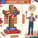 OurWarm 8 FT 4th of July Inflatables Outdoor, Vintage Patriotic Inflatables Cross with Cardinal American Flag & Stars, Fourth of July Inflatable with LEDs for Yard Lawn 4th of July Decorations Outdoor