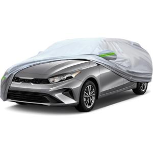 Full Car Cover Universal 6 Layers Outdoor Thicked All Weather Cover, Sunshield, Waterproof, Snow Proof, UV Proof, Scratch Proof, Bird Droppings, 6 Reflective Strips, Fits Sedans up 178"-189"