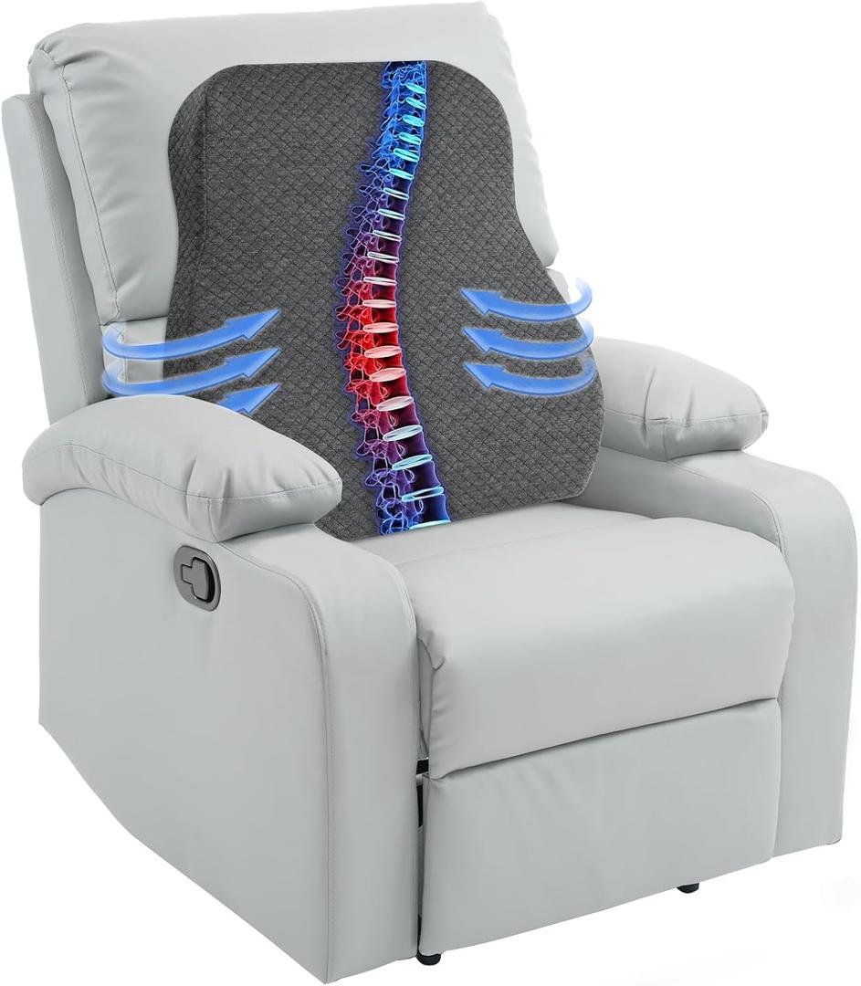 HOMBYS Lumbar Support Pillow for Recliner Chair, Ergonomic Back Support Pillow for Recliner Chair,Thick Backrest for Office/Gaming Chair,Lower Back Pain Relief Back Pillow for Home Reading 20 x19 x4 in