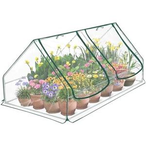 Mini Greenhouse High Light Transmission 75" x 39" x 34" Portable Green House, Compatible with 6x3x1 Ft Raised Garden Bed Planters, Reinforced Waterproof Hot House for Indoor and Outdoor, Clear Cover