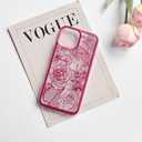 NITITOP Compatible with iPhone 13 Pro Case Clear Cute Rose Flower Floral Leaves Pattern for Women Girls Color Frame Slim Durable Shockproof Protective Phone Cover - Rose Red