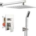SR SUN RISE 12 Inches Bathroom Luxury Rain Mixer Shower Combo Set Wall Mounted Rainfall Shower Head System Brushed Nickel Finish Shower Faucet Rough-In