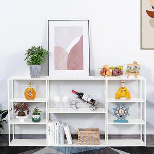 63 Inch Metal Console Table with 8 Storage Shelves,Extra Long Entryway Table,Narrow Sofa Table,Hallway Table for Entrances to Corridor, Foyer,Living Room (White, 62.9911.8131.5)