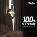 100% Blackout Curtains for Bedroom Linen Textured Insulated Thermal Drapes with Liner White Black Out Curtains 84 Inch Long 2 Panels Back Tab Noise Reducing Drapes Ready to Hang for Living Room Office