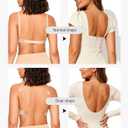YBCG Backless Bra with Clear Straps and Back Halter Covertible Plunge Push up Padded Add A Cup Underwire Bras for Women (Orange) 42B