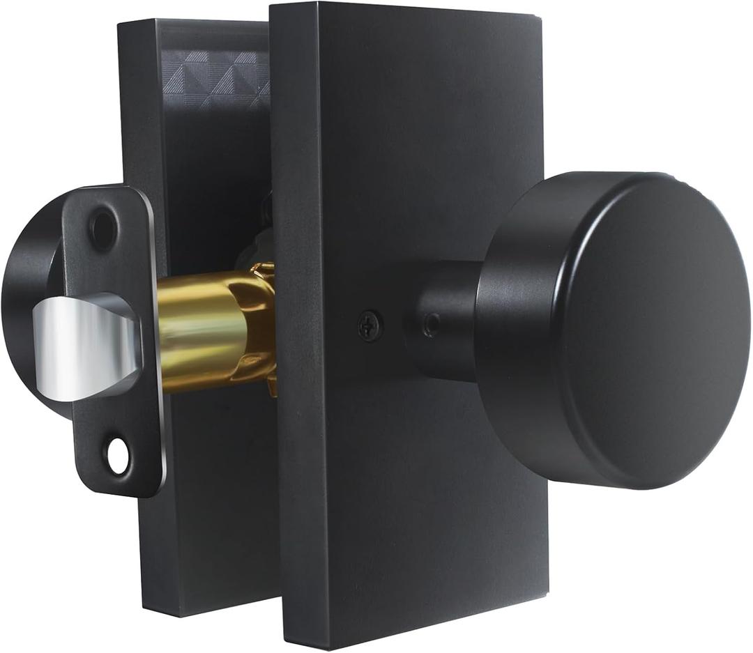 Matte Black Door Knobs Interior, Black Modern Door HandlesPassage Door Knobs for Closet Hall