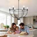 DORESshop Black Dining Room Light Fixture, 6-Light Farmhouse Black Chandelier for Bedroom, Adjustable Height Modern Metal Candle Chandelier for Kitchen Island, Living Room, Foyer, Entryway, 28.5in