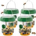 Wasp Traps for Hunting Wasps, Bees, Hornets, Insects, Yellow Jacket Traps, Wasp Trap Catcher, Reusable Solar Powered Hanging for Outdoor, 4 Packs