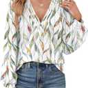 Agnes Urban Womens V Neck Long Sleeve Tops Dressy Casual Fall Shirts Puff Sleeve Loose Tunic Trendy Tops Blouses
