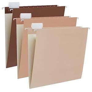 3 Pack Gradient Hanging File Folders Letter Size Decorative Hanging Folder Pretty File Folder Organizer for Filing Cabinet Office Home with 1/5-Cut Adjustable Tabs, Coco Mocha