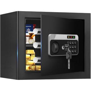 1.3 Cuft Safe Box Fireproof Waterproof, Digital Security Safes for Home Use Fire and Water Proof with Combination Lock, Alarm System and Removable Shelf, Anti-Theft Fireproof Safe For Money, Jewelry