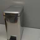 mDesign Small Modern 1.3 Gallon Rectangle Metal Lidded Step Trash Can, Compact Garbage Bin with Removable Liner Bucket and Handle for Bathroom, Kitchen, Craft Room, Office, Garage - Chrome