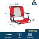 GCI Outdoor Comfort Chair and Stadium Seat, Big comfort stadium chair, armrests, Red, 23.6"D x 22.8"W x 16.3"H