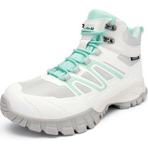 R CORD Hiking Boots Women Waterproof Non-Slip Womens Hiking Boots Ankle Support for Trail Walking Backpacking & Outdoor Adventures All Day (White)