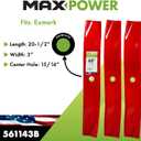 MaxPower 561143B 3 Blade Mulching Set for Many 60 in. Cut Exmark Mowers Replaces OEM #'s 103-6393, 103-6393-S and Windsor 50-2812, Red