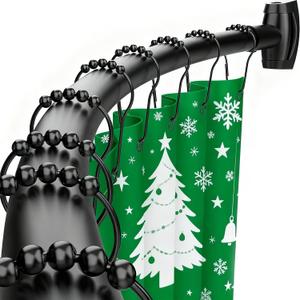 Bonpally Curved Shower Curtain Rod for Bathroom, 40-72 Inches Adjustable Curved Shower Rod, 0.9MM Aluminum Shower Curtain Rod with Rotating Brackets for Extra Shower Space, Need to Drill, Black