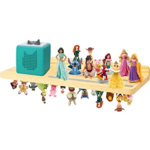 WodGod for Tonie Shelf Magnetic,for Tonie Storage Wall, Holds 38+ Characters Creative Magnetic Top & Back,Pinewood Floating Shelves for Wall,Dedicated Charging Spot for Tonebox,Figures Storage