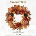 22" Artificial Fall Wreath for Front Door Autumn Harvest Wreath with Pumpkin Oak Maple Leaf Pine Cones Eucalyptus Berry for Halloween Thanksgiving Day Indoor Outdoor Farmhouse Window Wall Dcor