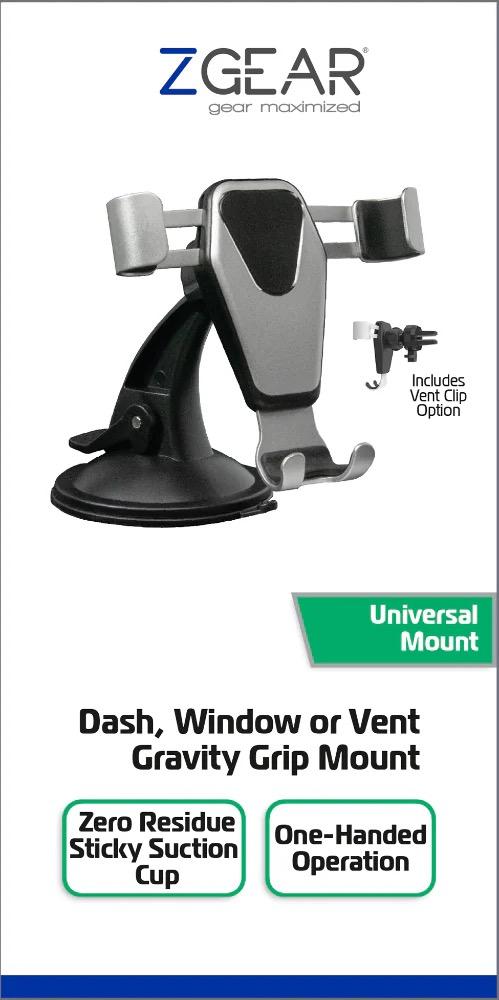ZGEAR Dash, Window Or Vent Gravity Grip Mount Universal Mount