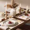 18-Piece Reactive Glaze Stoneware Dinnerware Sets for 6 - High Edge Plates & Bowls, Speckles & Spirals - Chip & Scratch Resistant, Microwave & Dishwasher Safe - Gift Box, Shell Beige