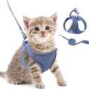 ORIA Pet Harness, Kitten Harness and Leash, Dog Cat Harness Leash Set, Adjustable Pet Vest with Reflective Strips and Chest Strap for Small Kitten, Puppy, Blue, 4.4 to 6.6lb