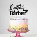 Glitter Congrats Barber Cake Topper, 2026 Hairdresser Cake Topper | Barber School Graduate Congrats Grad Party Decorations Black