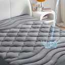 Sonive Waterproof Mattress Protector, King Mattress Topper with Deep Pocket up to 21'' Microfiber Fitted Mattress Pad Waterproof, Breathable Mattress Cover,Machine Washable Grey (Gray)