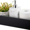 ALELION Black Bathroom Basket - Wooden Toilet Tank Paper Basket with Handle for Organizing - Back of Toilet Storage Organizer for Bathroom Tank Topper Counter - Black Bathroom Decor Box (13 Inch)