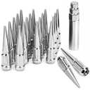 DYNOFIT 12mmx1.5 Wheel Spike Lug Nuts, 20 x M12x1.5 Lug Nut, 3.35 inch Tall Closed End Nuts with 1 Socket Key Compatible with Acura Honda Chevy Hyundai Toyota Lexus Mitsubishi(Chrome) (Silver)