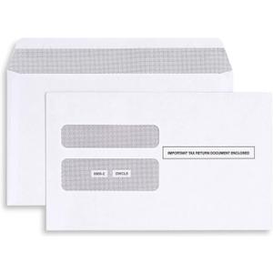 50 W2 Envelopes, Self Seal, Double Window Security Envelopes Designed for Printed W2 Laser Forms from QuickBooks Desktop and Other Tax Software, 5 5/8 x 9, 50 Form Envelopes