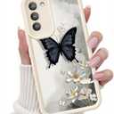 for Samsung Galaxy S22 Plus Case, Creative Butterfly Pattern Design for Girl Women, Soft Silicone Shockproof Anti-Scratch Protection Phone Cover for Galaxy S22 Plus (3D Black Butterfly)