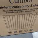 Cumbor 29.243" Baby Gate for Stairs, Wall-Mounted (Drill Required), Expandable No Bottom Bar Dog Gate, Auto Close Extra Wide Walk Thru, Pet & Toddler Proof Gate, Top & Bottom of Stairways (Brown)