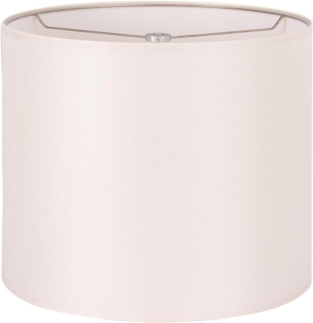 Wellmet Beige 14"x14"x15" inches Lampshade, Required Assembly for Table Lamp, Bedside Lamp, Floor Lamp, Fabric Drum Lampshade Classic Modern Style, Metal Spider Fitter