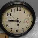 16 Inch Large Outdoor Clock with Thermometer and Hygrometer Combo, Waterproof Indoor Outdoor Wall Clocks for Patio, Pool, Garden, Backyard Decor- Retro Bronze