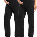 Foucome Women's Maternity Pants Comfy Lounge Workout Leggings Underbelly Stretchy Pregnancy Joggers Sweatpants (Medium, 2pack Black)