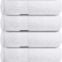 Infinitee Xclusives Luxury 100% Ring-Spun Cotton Hand Towels for Bathroom Set of 4 (16x28 inches) - Soft, Absorbent & Quick-Drying Bath Towels for Bathroom, Gym, Spa & Hotel Use (Brilliant White)