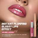 2 x 2PCS Lip Liner and Lipstick Combo Set, 2 in 2 Waterproof Lip Liner Long Lasting Lipstick Set, Matte Lipliner Pencil & Hydrating Lip Gloss Makeup Kits for Women (208)