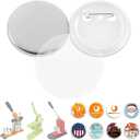 BEAMNOVA 500 Sets 75mm / 2.95 in (Approx. 3 inch) Button Maker Supplies Blanks for Round Pin Making Machine, Plastic Back, Hand Press Badge Making Refills