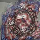 250th Anniversary Patriotic Wreath, 4th of July Wreaths for Front Door with Wooden Eagle Door Sign & Red White Blue Ribbon for Independence Day Memorial Day Patriotic Decorations(18In, 1Pcs)