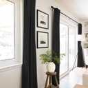 100% Blackout Shield Linen Blackout Curtains for Bedroom 84 Inches Long, Back Tab/Rod Pocket Living Room Drapes, Thermal Insulated Blackout Curtains 2 Panels Set, 50" W x 84" L, Black
