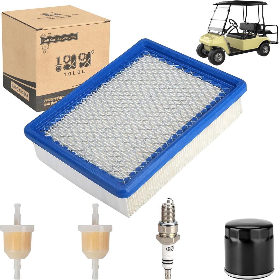 10L0L Golf Cart Tune Up Kit for Club Car DS 1992-Up (FE290/FE350 Gas Engine) - Full Maintenance Kit with Oil, Fuel, Air Filters & NGK Spark Plug - OEM 1013684